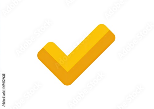Bright yellow checkmark icon against white background.  Simple, flat design with 3D effect.  Visually positive and affirmative