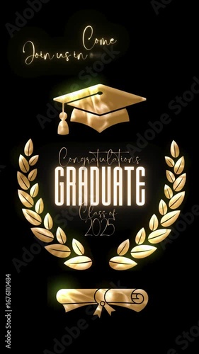 Black and Gold Luxury Graduation Greeting Intro. Class Of 2025 Graduation Intro.