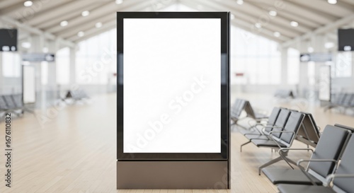Wallpaper Mural Blank Vertical Advertisement in Modern Airport Terminal. Torontodigital.ca