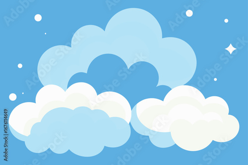 dreamy cartoon clouds and sky.