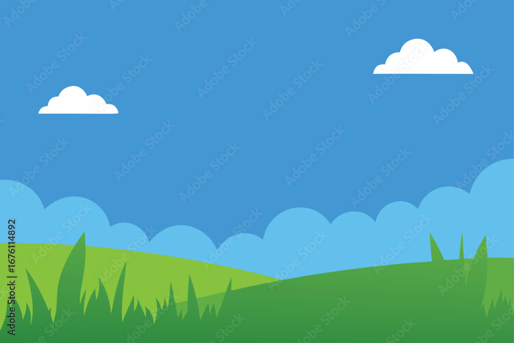 Fototapeta premium landscape with green grass and blue sky