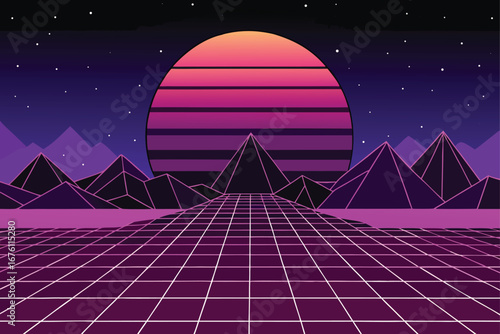 retro sci fi background futuristic with purple