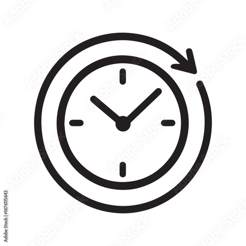 Abstract Circular Clock Symbol Black and White