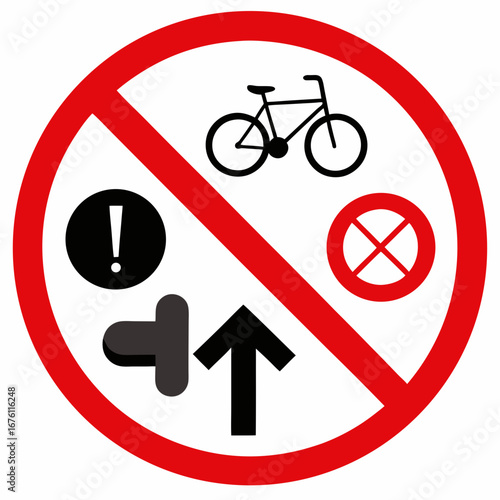 Collection of various traffic and prohibition signs on white background