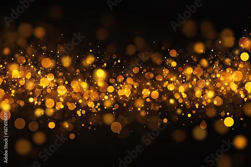 Abstract golden sparkles on a black background