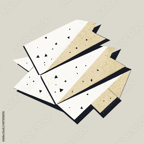 Abstract geometric composition with layered triangular shapes and speckle texture