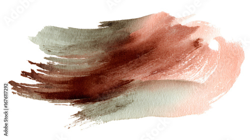 Abstract watercolor wash in earthy tones brown red and green