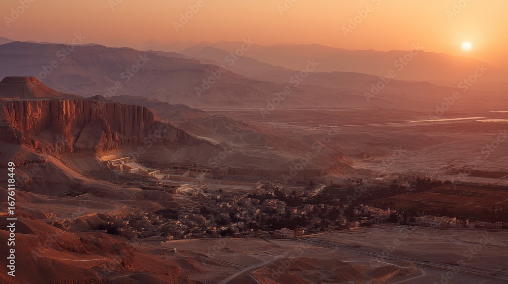 Fototapeta premium Breathtaking Sunset Over the Valley of the Kings in Egypt
