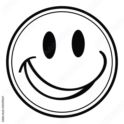Vector art of a simple black and white smiley face icon