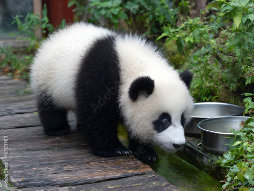 a real giant panda cub cute very fat and cute 