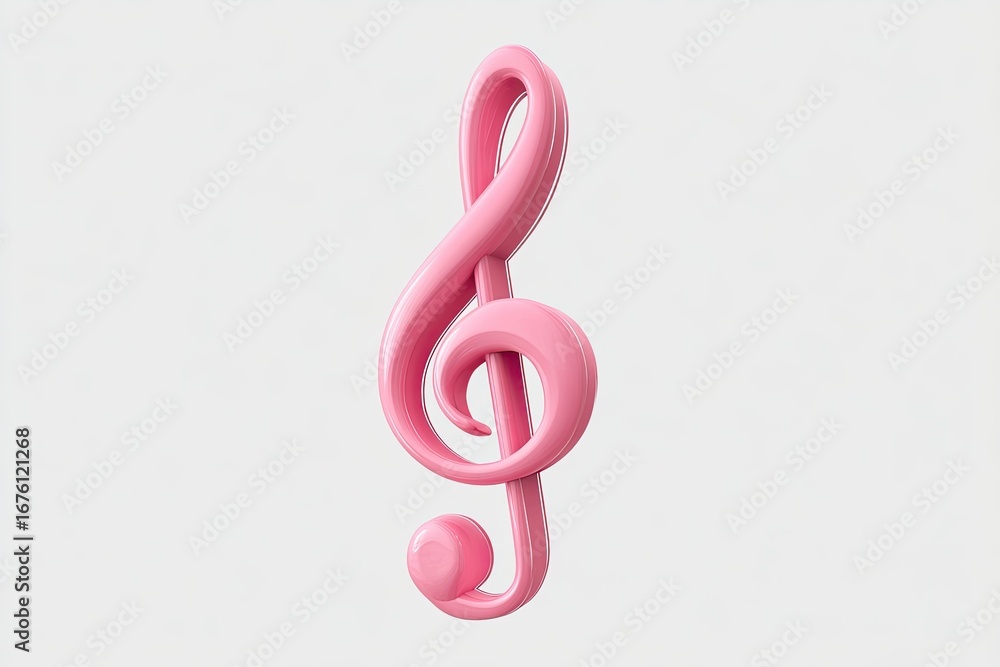 Fototapeta premium Pink treble clef, 3D render