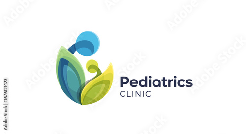 Pediatrics Clinic Logo Design, Creative Studio, Digital Artwork, Modern Environment, Close-Up View, Branding Concept
