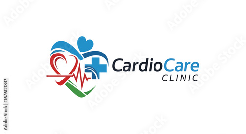 Health Event, Cardiology, CardioCare Clinic, Logo Design, Medical Environment, Graphic Viewpoint, Heart Health Concept