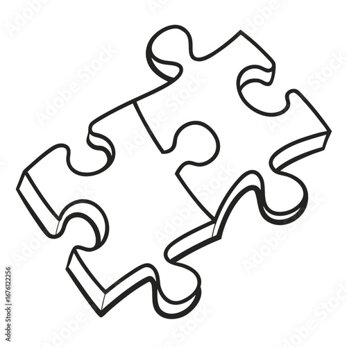 Vector art of two interlocking puzzle pieces, symbolizing connection and problemsolving