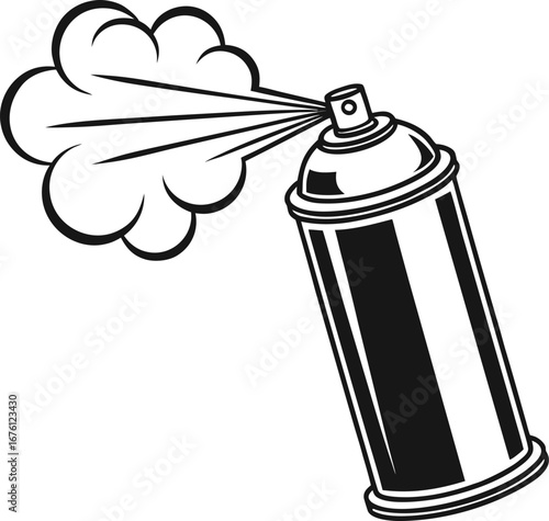 Vector art of spray can spraying aerosol mist