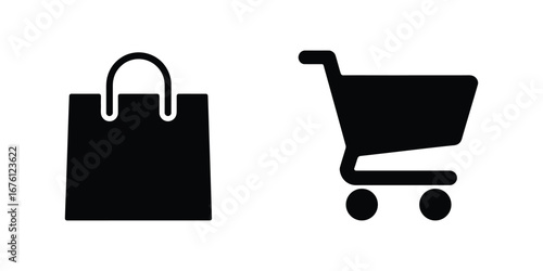 shopping cart icon set vector on white background