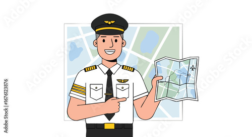 Pilot Showing a Folded Flight Route Map