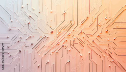 Abstract futuristic technology background showing a detailed glowing circuit board network