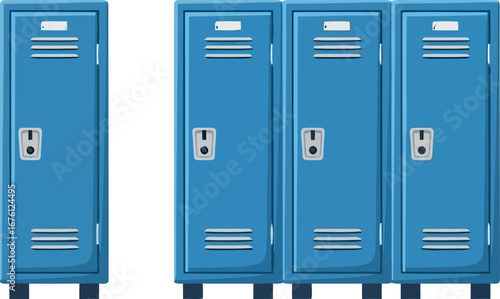 Blue metal lockers for school or gym storage vector