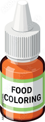 Orange liquid food coloring dropper bottle ingredient for baking and cooking vector