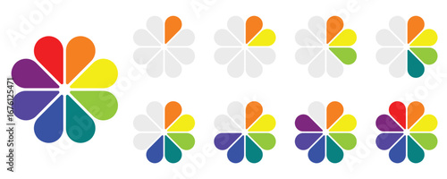 Color Wheel Flower Petals with Color Variations