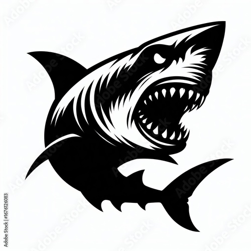 black shark with open mouth clip art preview