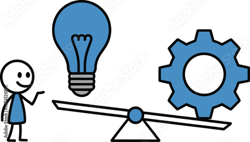 Balancing idea and execution concept vector stock illustration