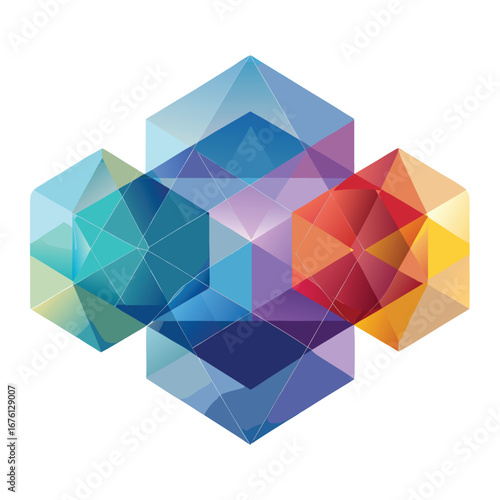 overlapping translucent geometric shapes