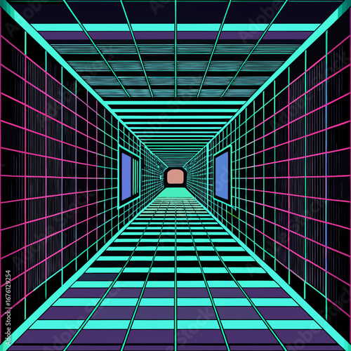 abstract tunnel with light lines