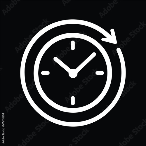 Abstract Circular Clock Symbol Black and White