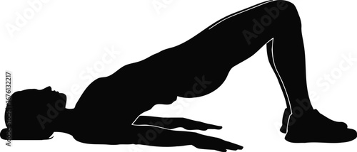 Silhouette of a person doing a bridge pose in yoga, isolated on transparent background