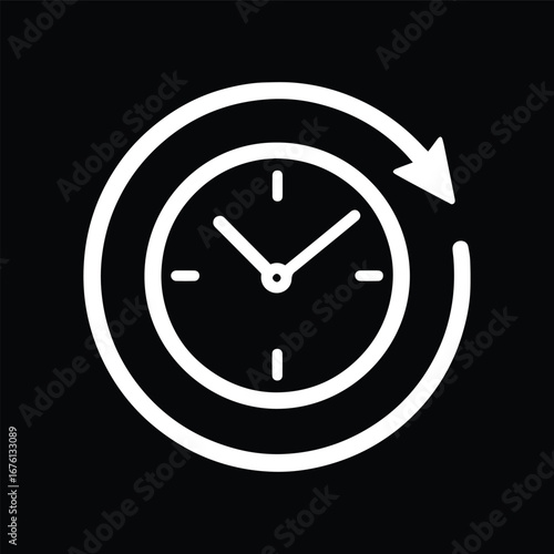 Abstract Circular Clock Symbol Black and White