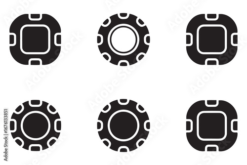 Chip icons set. Modern chips pictograms. Trendy symbols for mobile apps and website design. Vector black silhouette. with white background