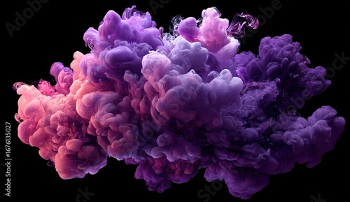 Abstract ink cloud in shades of pink and purple
