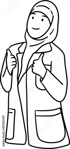 Female Physician in Hijab acting Thumbs up Vector