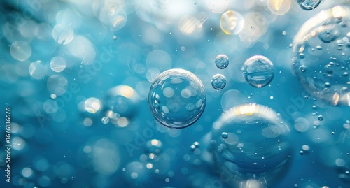 Wallpaper Mural Abstract Macro Shot of Bubbles Rising Through Blue Water with Light Refractions Torontodigital.ca