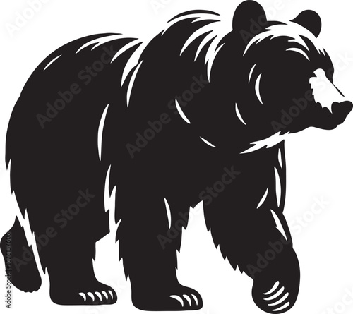 Vector illustration of a brown grizzly bear, a wild mammal
