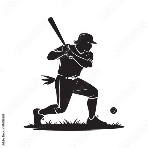  Baseball Batter Swinging Silhouette
