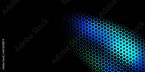 Hexagonal cyberspace blue background. Hexagon grid tech pattern. Eps10