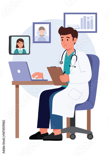 Doctor on a tele-consultation call