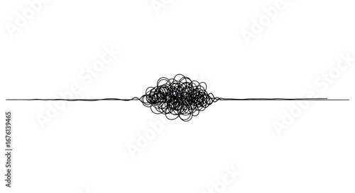 Tangled messy line, symbol of chaos line art