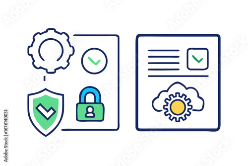 Digital security and data protection concepts with icons for privacy and compliance
