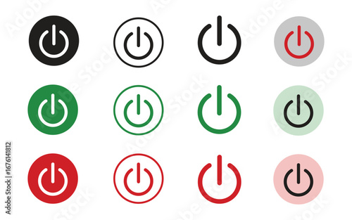 Power Button Icon Set for Technology