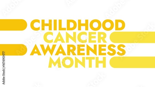 Childhood Cancer Awareness Month colorful motion graphics seamless loopable text animation on white or black background for awareness about childhood cancer month