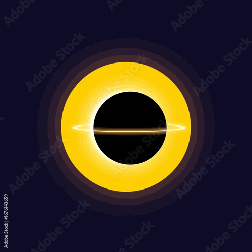 A stylized black hole with a bright yellow accretion disk.