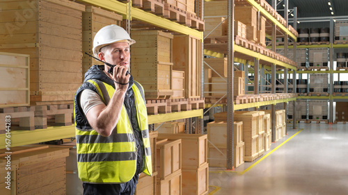 Warehouse worker with safet...