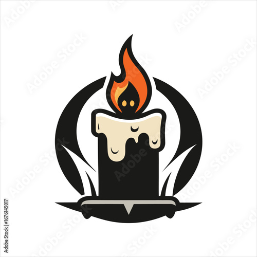 Gothic Horror Candle Vector Art Logo