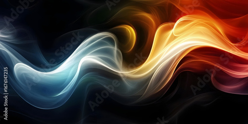 Neon Lights Waves Abstract Background