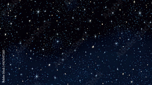 Cartoon night starry sky vector design. Simple dark blue space background with stars clipart. Cartoon starry pattern. Cosmic stars in darkness space vector, night sky.