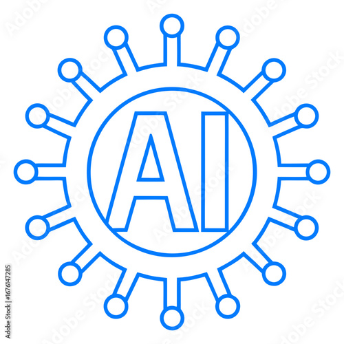 AI technology symbol with circular design and lines connecting nodes  